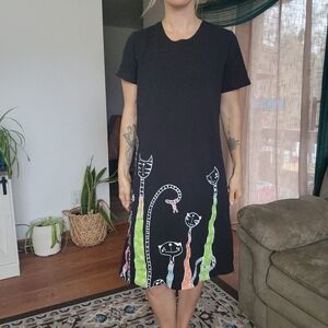 Citè Vintage Cat Graphic Sweater Dress Size Large Petite